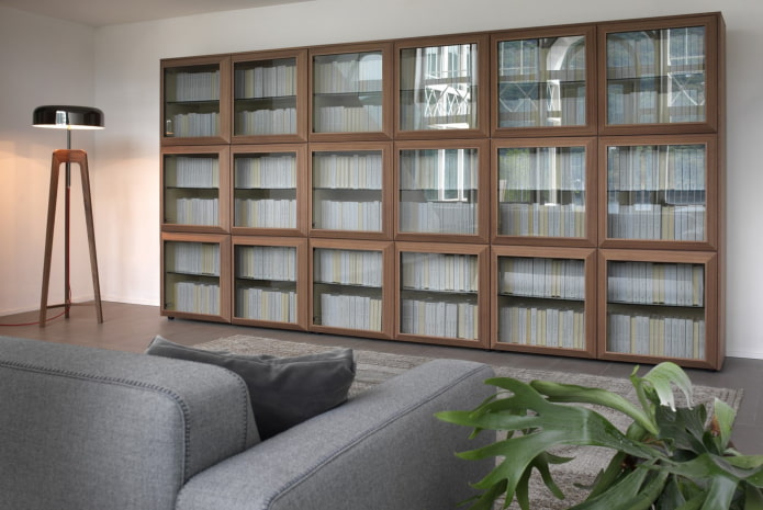 design de estantes para livros no interior