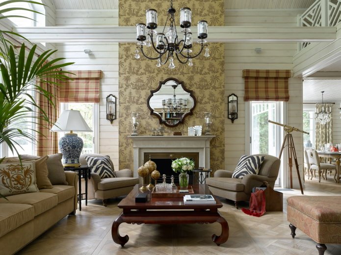sala de estar com lareira