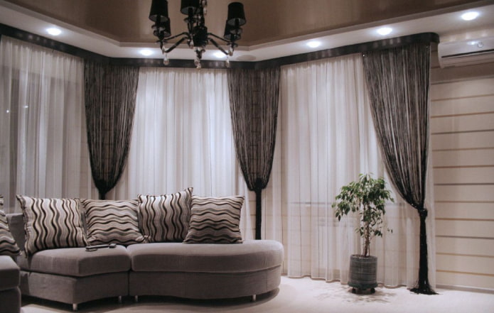 Cortinas de fio e véu