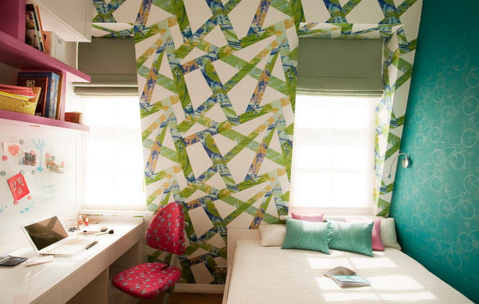 design de um quarto no sótão para uma adolescente