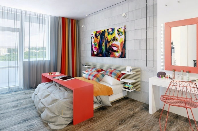 quarto para uma adolescente em estilo loft