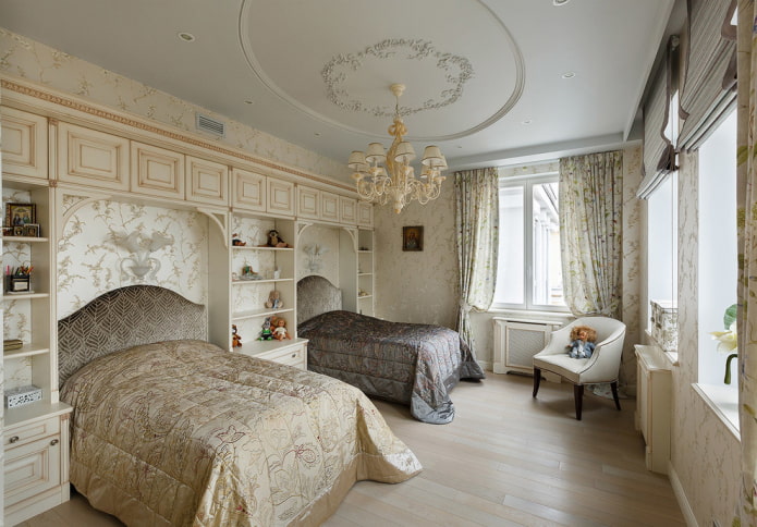 quarto para duas meninas em estilo clássico