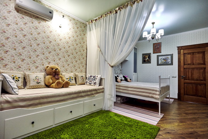 zoneamento de um quarto para duas meninas