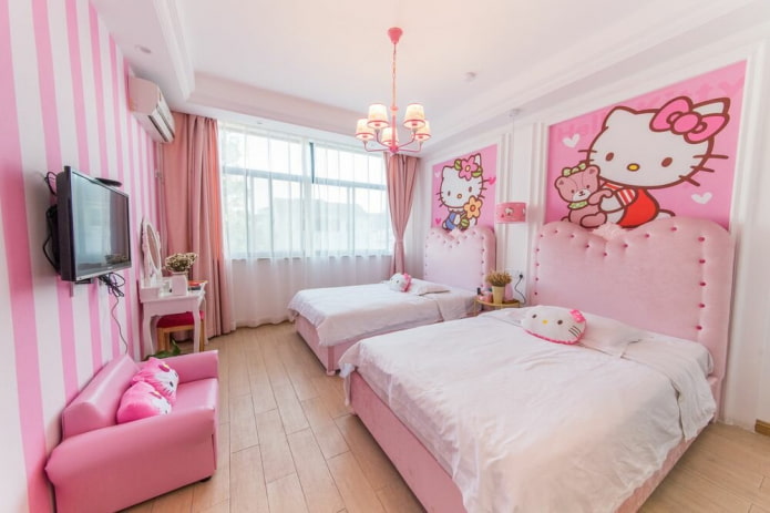 projeto de quarto para duas meninas em idade pré-escolar