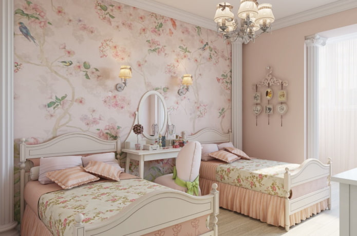 quarto para duas meninas em estilo provençal
