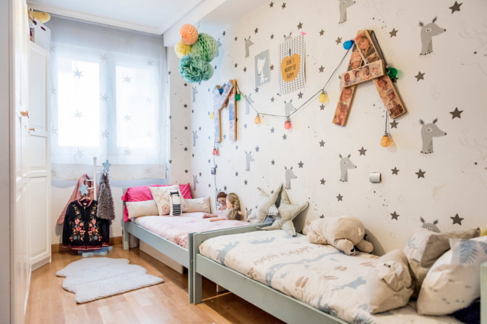 planejando um quarto estreito para duas meninas