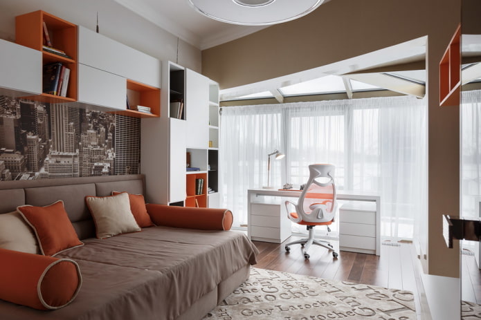 design de um quarto com janela para um adolescente
