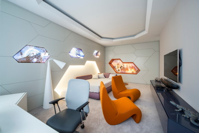 quarto de adolescente em estilo hi-tech