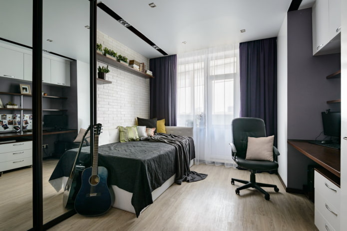 Arranjo de móveis no quarto de um adolescente