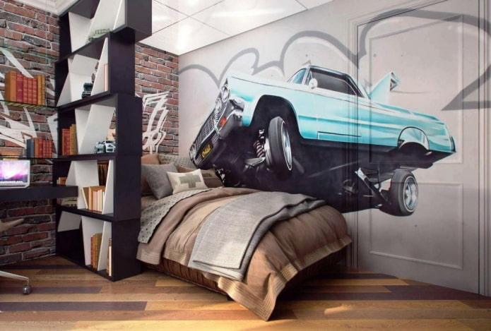 quarto para um adolescente em estilo loft