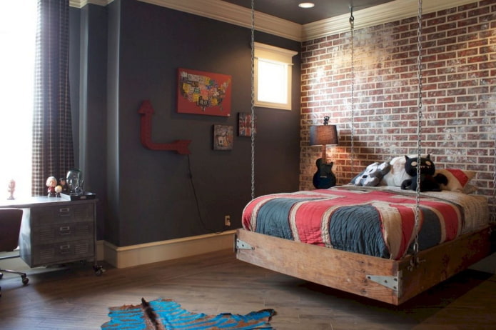 quarto para um adolescente em estilo loft