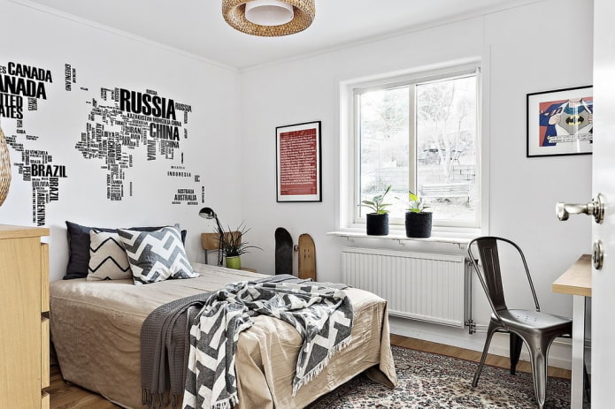 quarto para um adolescente em estilo escandinavo