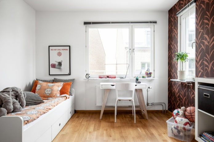 quarto para um adolescente em estilo escandinavo