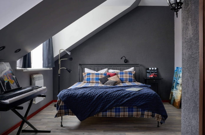 design de um quarto de sótão para um adolescente