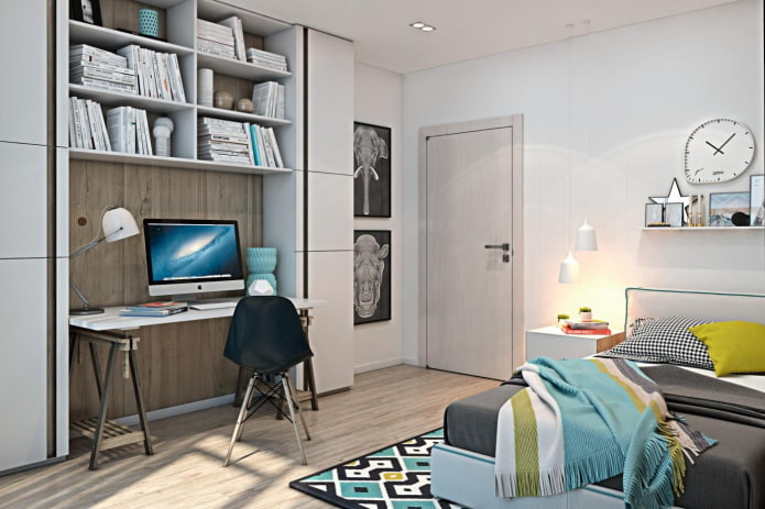 esquema de cores de um quarto para um adolescente