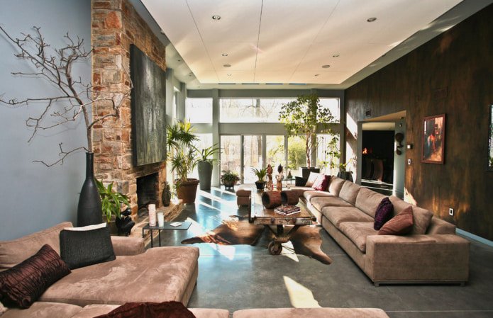 sala de estar em estilo ecológico