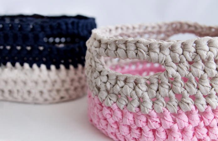 cestos de cordão de algodão de duas cores