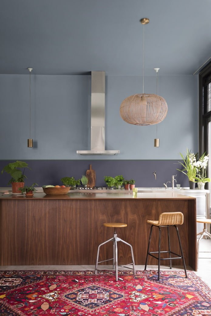 cozinha com tapete em estilo moderno