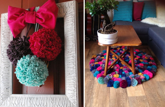 Pompons feitos com coisas velhas
