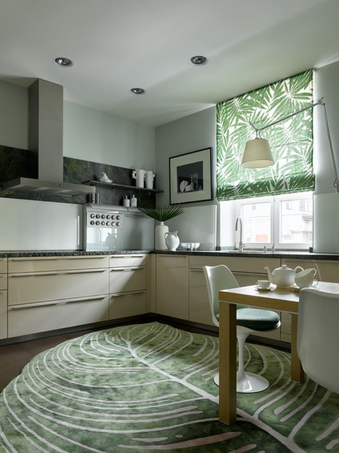 cozinha com detalhes em verde