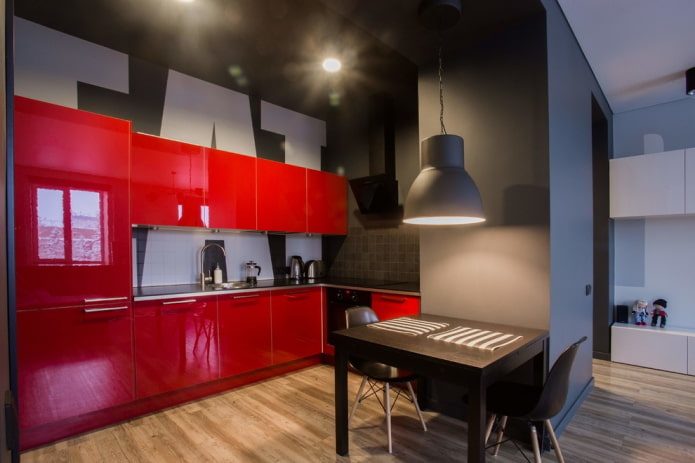 decoração de cozinha em tons de vermelho