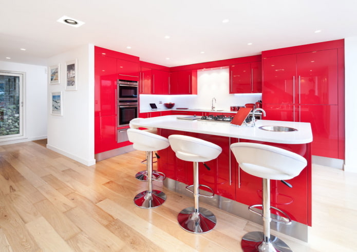 decoração de cozinha em tons de vermelho