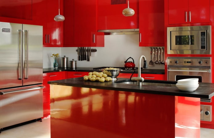 Cozinha vermelho rico