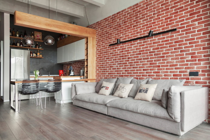 loft na cozinha-sala de estar