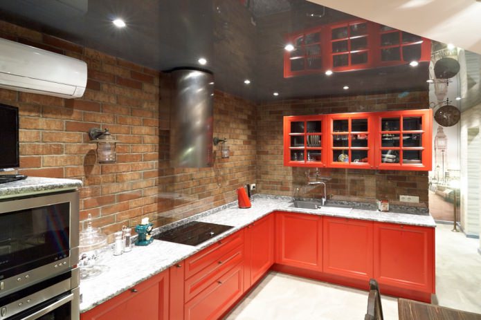 avental de cozinha feito de tijolo vermelho