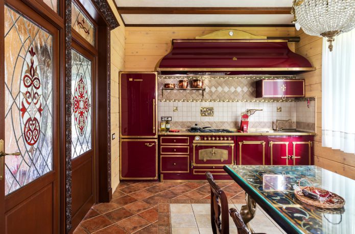 Conjunto de cozinha vermelho clássico