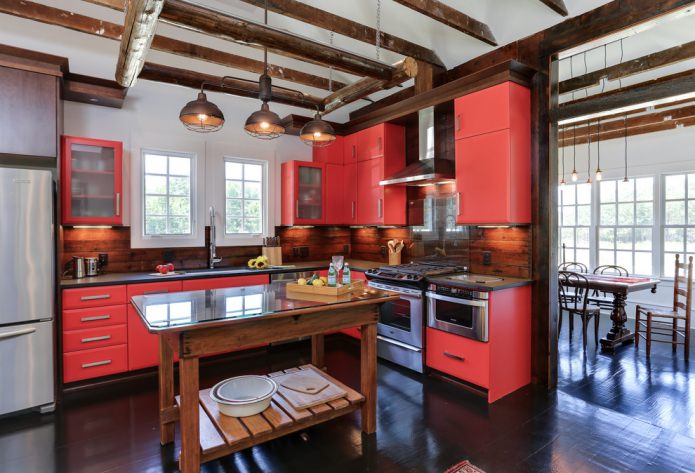 cozinha de canto em estilo loft