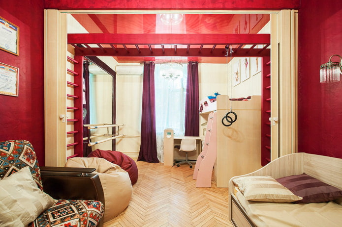 quarto infantil vermelho