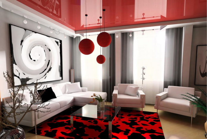sala de estar elegante com teto de dois níveis