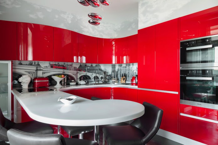 cozinha em tons de vermelho