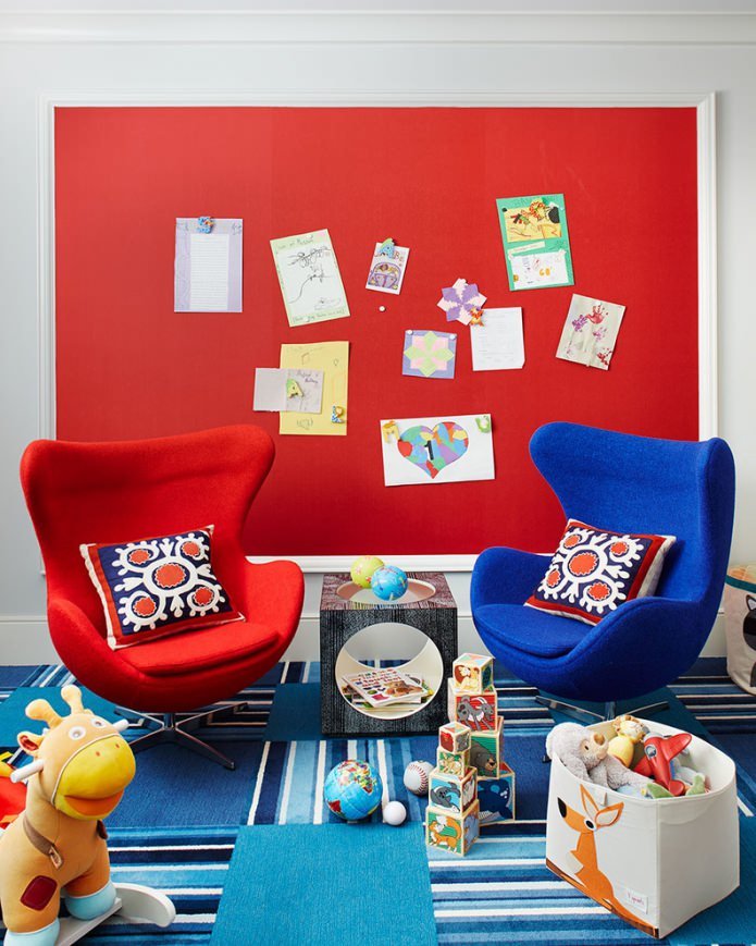 quarto infantil vermelho e azul