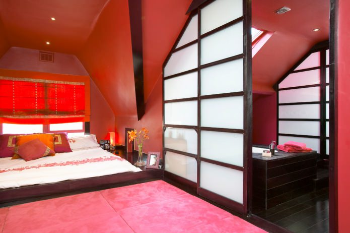 quarto em tons de vermelho 