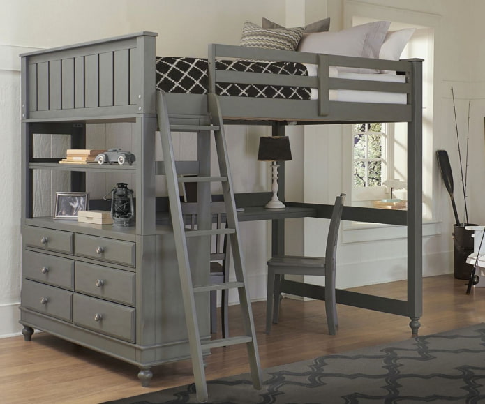 cama cinza no quarto infantil