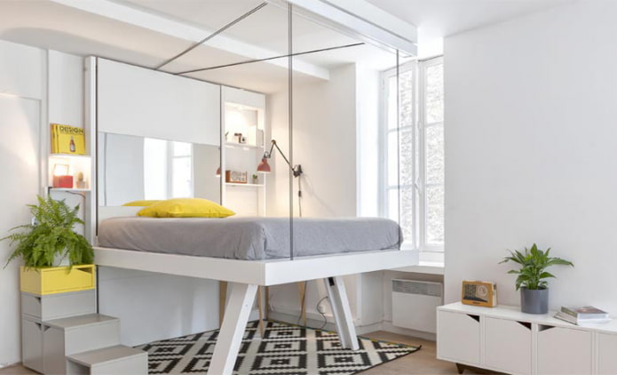 cama móvel sob o teto