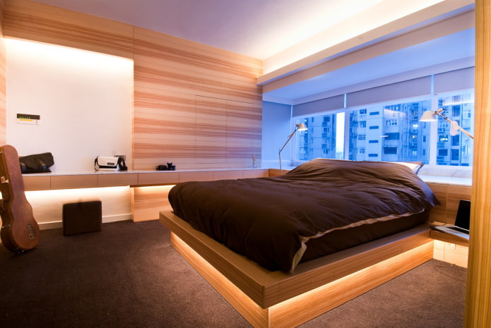 design de cama estilo pódio no interior