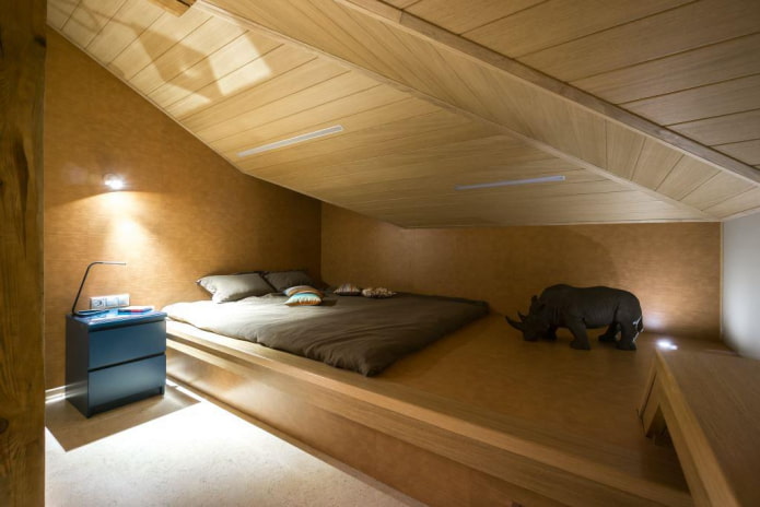 design de cama podium no interior