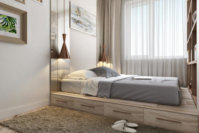 cama sobre um pódio