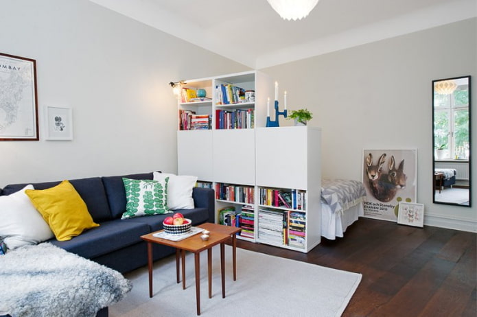 Zoneamento da sala de estar e da cama para um adolescente