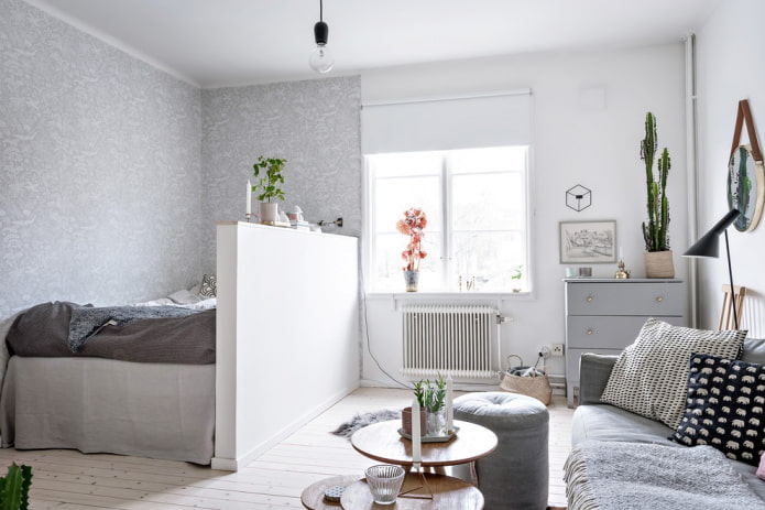 Divisória de drywall entre o quarto e a sala de estar