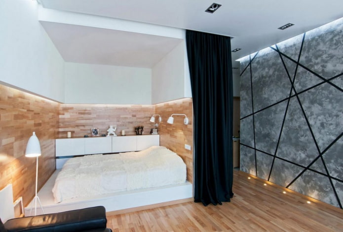 nicho com cama de pódio no interior