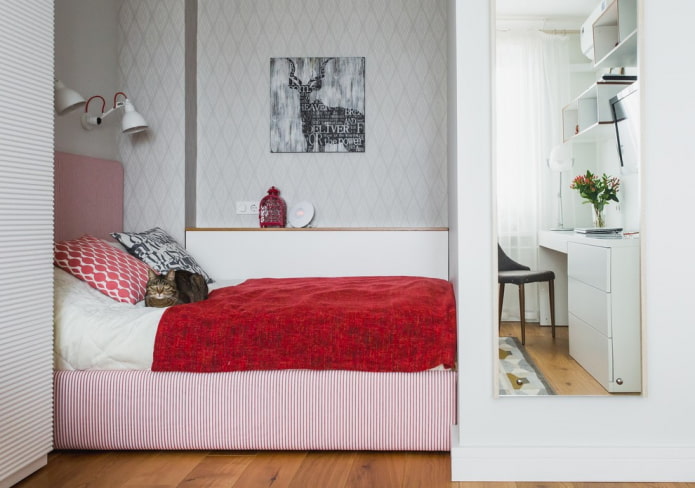 pintura em um nicho com uma cama no interior