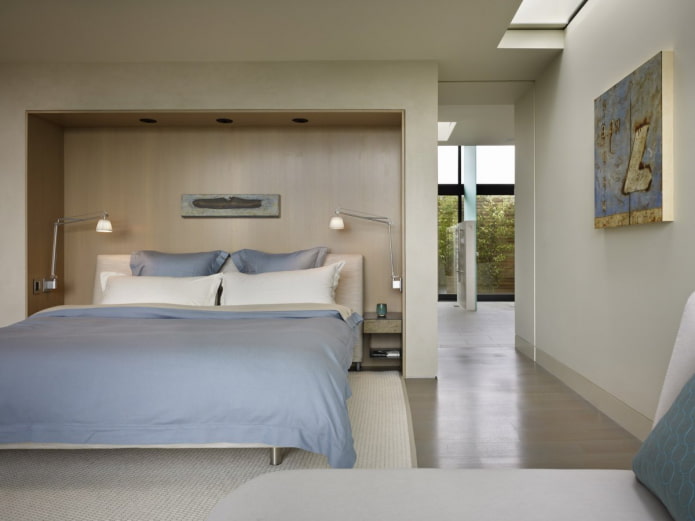 nicho com cama em um interior de estilo moderno