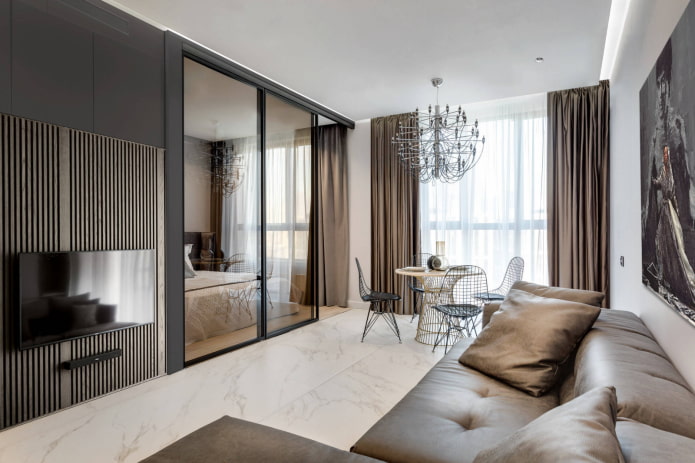 sofá-cama em apartamento de um cômodo
