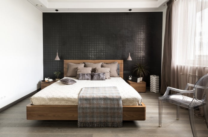cama marrom no interior do quarto