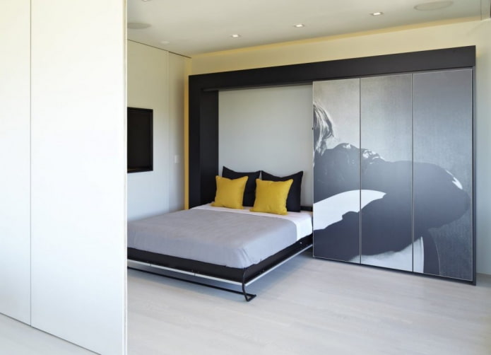 design de uma cama embutida no interior