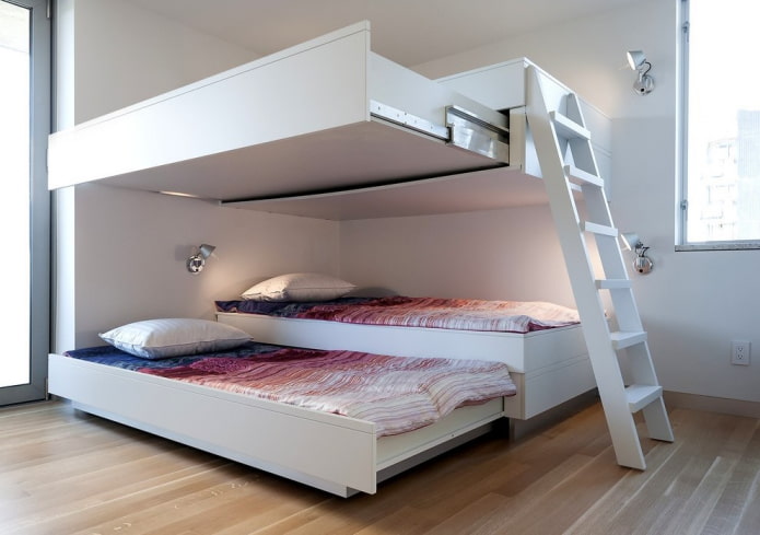 cama embutida no quarto das crianças